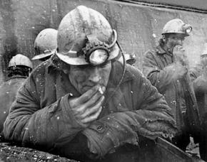 Donbass miners on a break