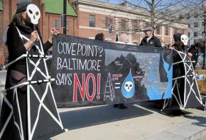 Protesting against a liquefied natural gas export center at Cove Point