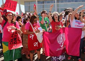 Supporters of Dilma Rousseff protest her impeachment